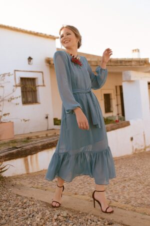 Vestido Minerva Azul Petróleo